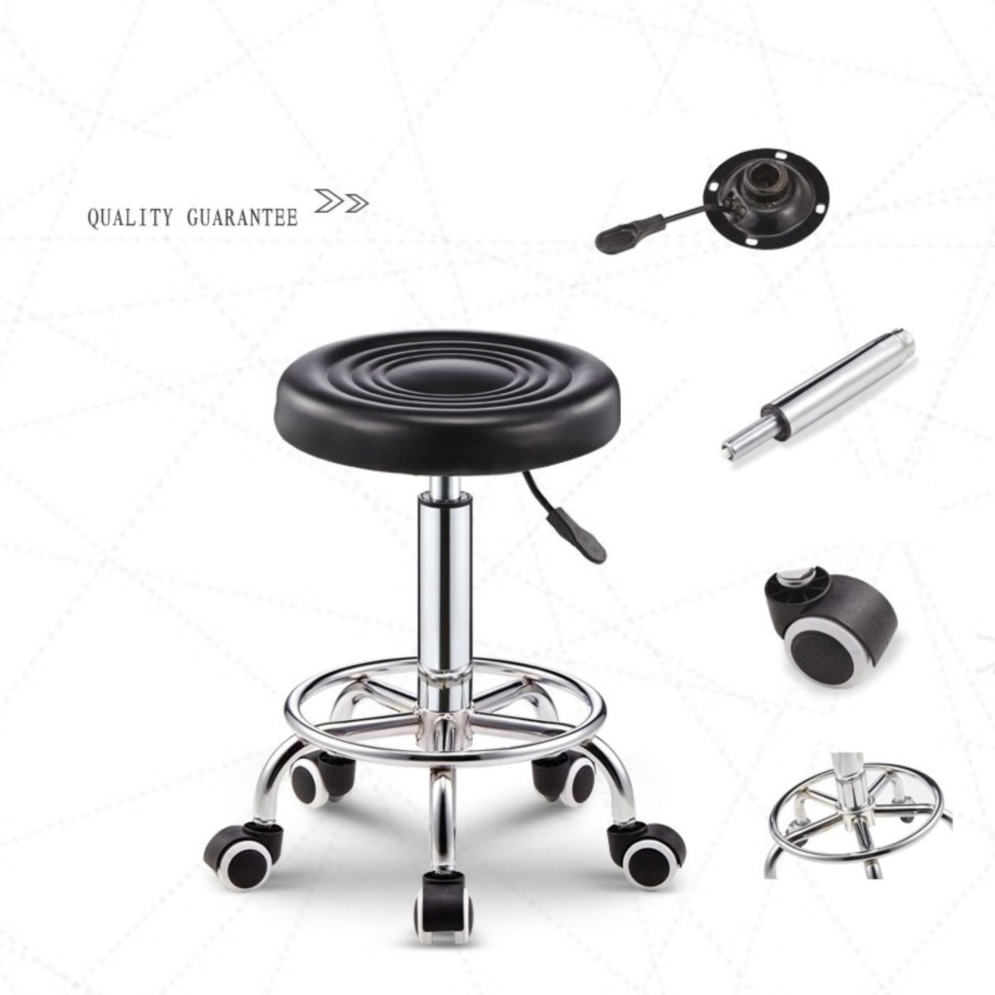 EKKIO Round Salon Stool with Adjustable Height (Black) - Cosy Abode