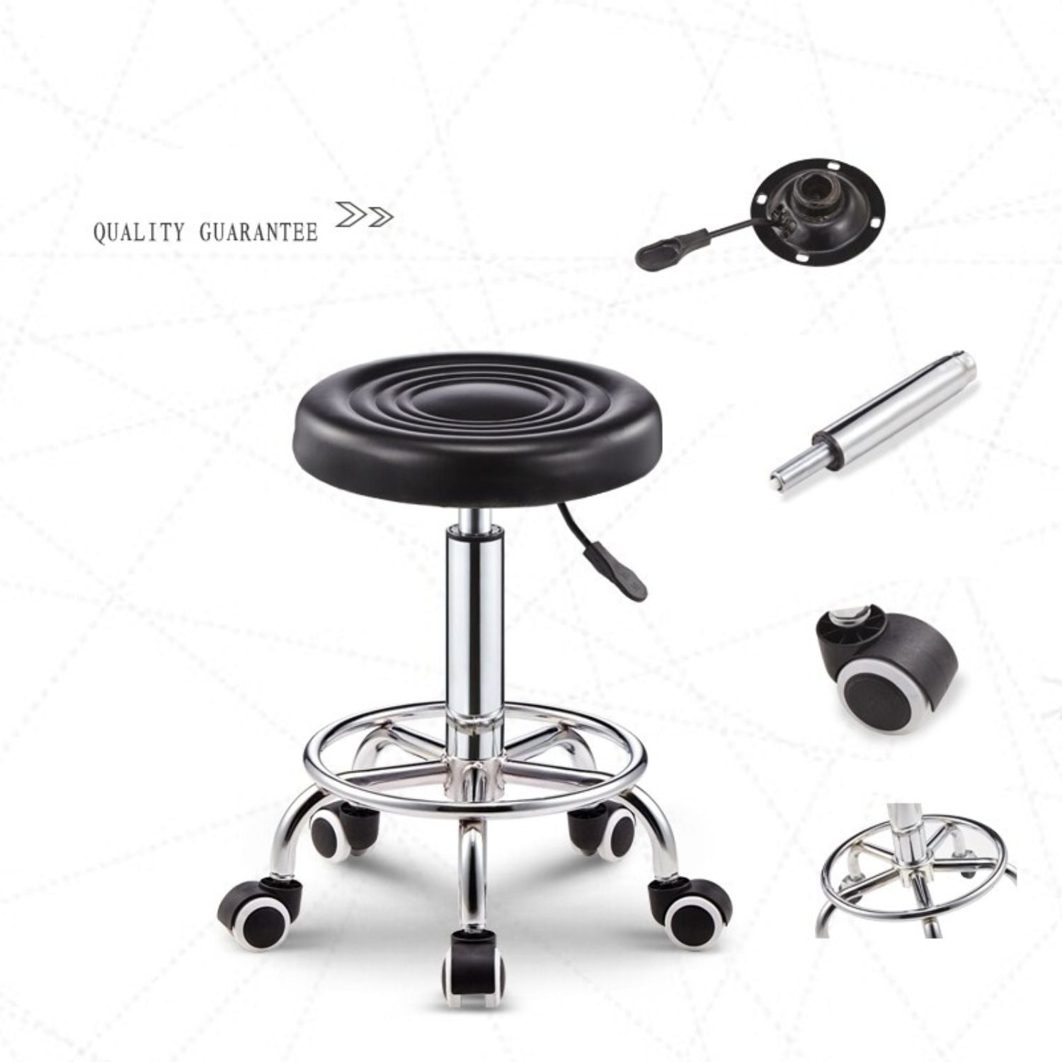 EKKIO Round Salon Stool with Adjustable Height (Black) - Cosy Abode