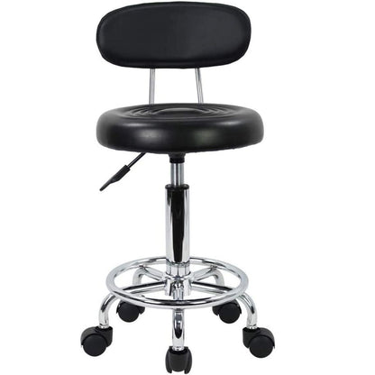 EKKIO Backrest Round Salon Stool with Adjustable Height (Black) - Cosy Abode