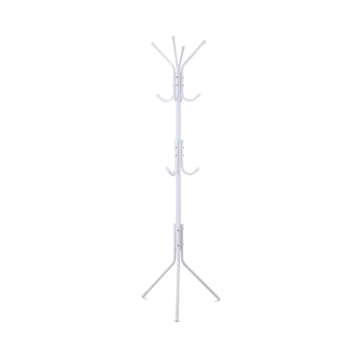 EKKIO 12 Hook Metal Coat Rack Stand with 3-Tier Hat Hanger (White) - Cosy Abode