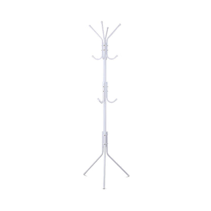 EKKIO 12 Hook Metal Coat Rack Stand with 3-Tier Hat Hanger (White) - Cosy Abode