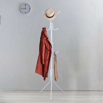 EKKIO 12 Hook Metal Coat Rack Stand with 3-Tier Hat Hanger (White) - Cosy Abode