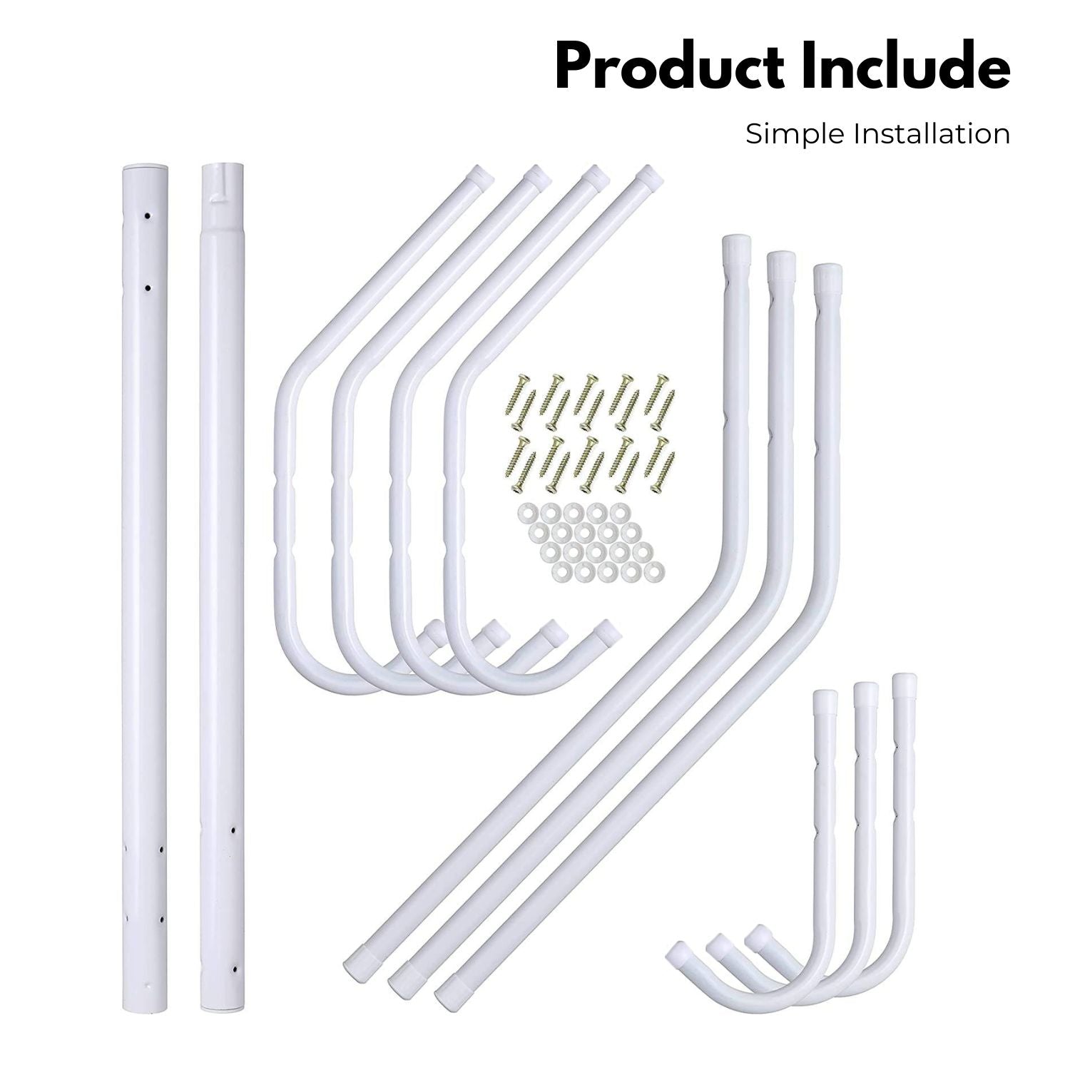 EKKIO 12 Hook Metal Coat Rack Stand with 3-Tier Hat Hanger (White) - Cosy Abode