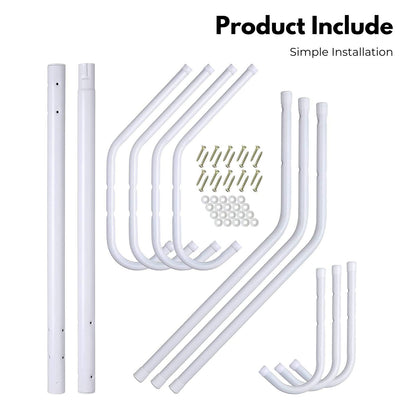 EKKIO 12 Hook Metal Coat Rack Stand with 3-Tier Hat Hanger (White) - Cosy Abode