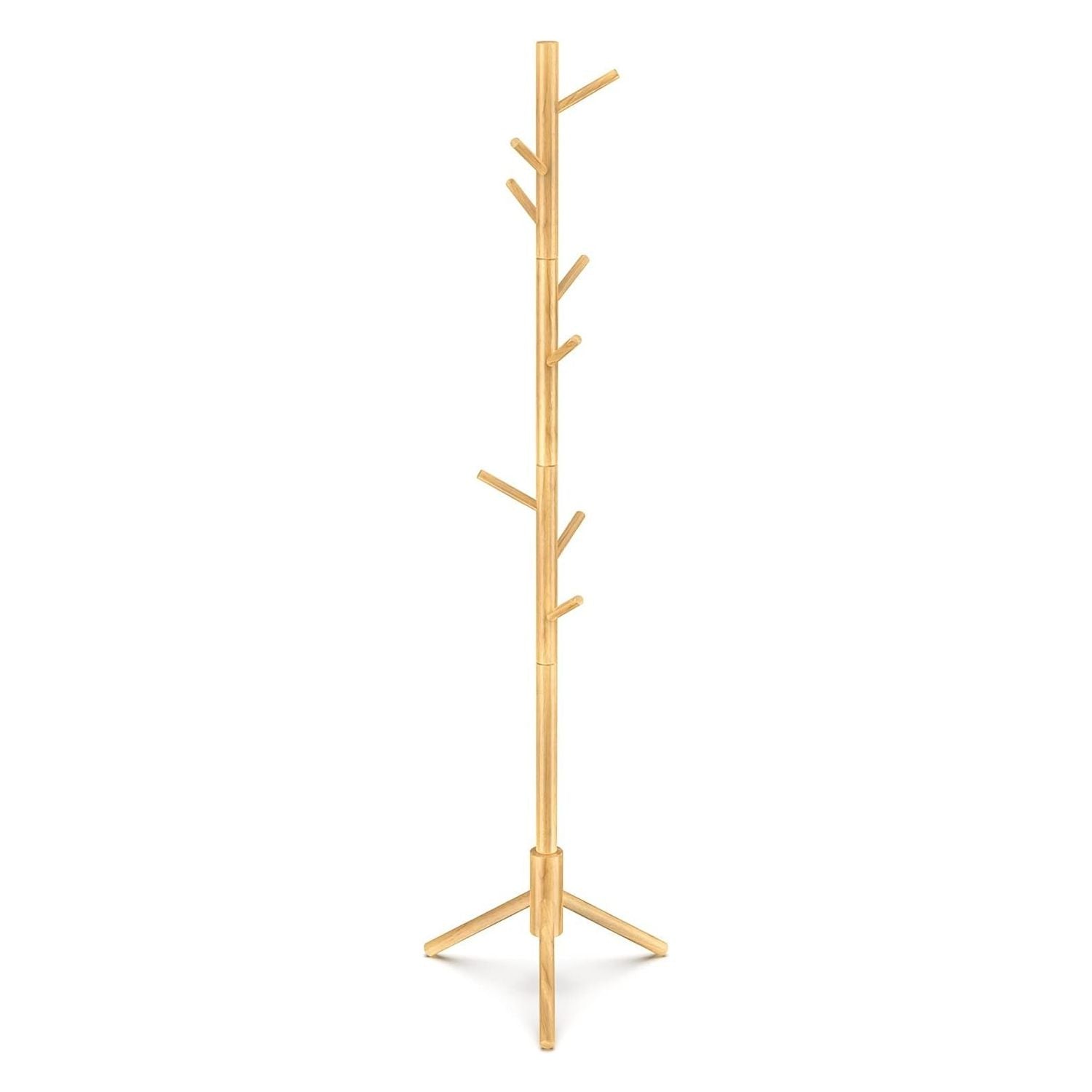 EKKIO 8 Hook Wood Coat Rack Stand (Wooden) - Cosy Abode