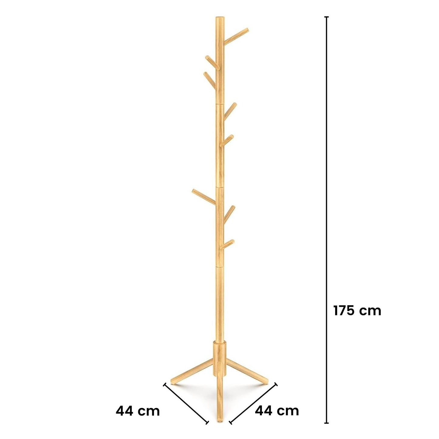 EKKIO 8 Hook Wood Coat Rack Stand (Wooden) - Cosy Abode
