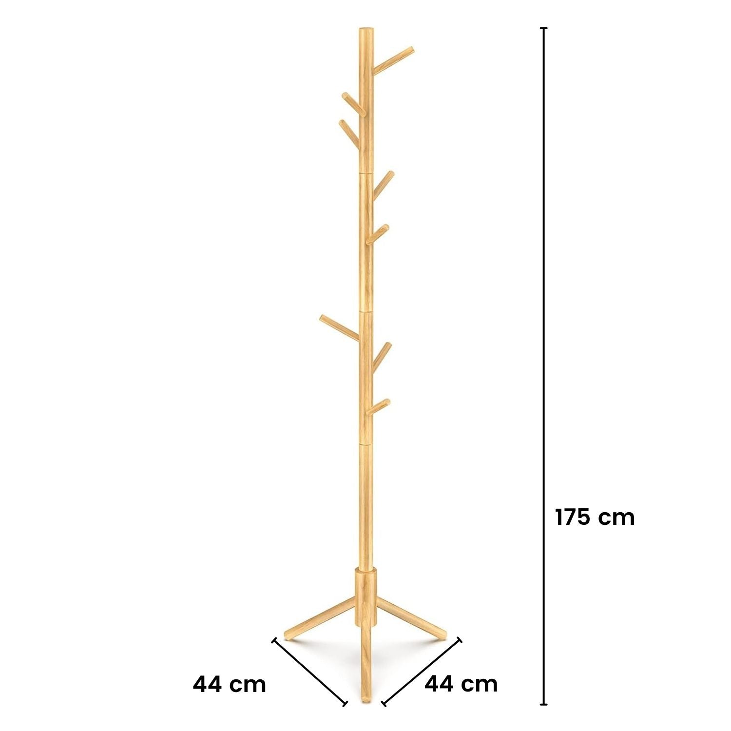 EKKIO 8 Hook Wood Coat Rack Stand (Wooden) - Cosy Abode