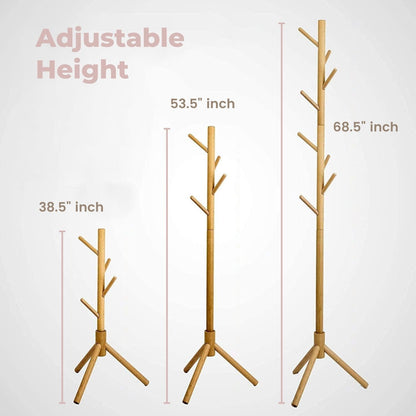 EKKIO 8 Hook Wood Coat Rack Stand (Wooden) - Cosy Abode