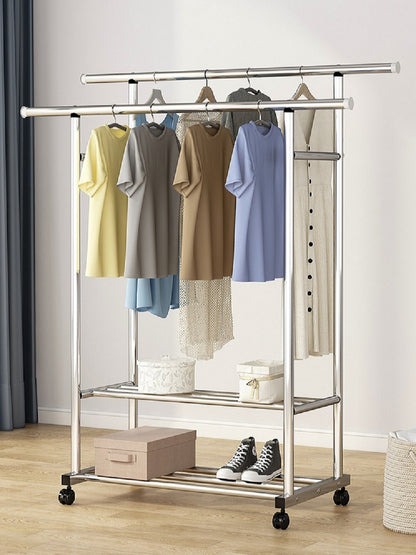 Ekkio Clothes Rack Stainless Steel Two Rail - Cosy Abode