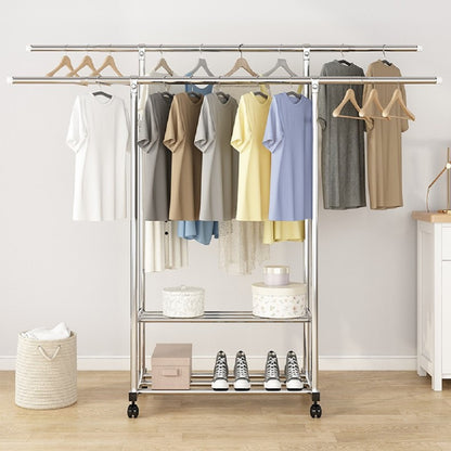 Ekkio Clothes Rack Stainless Steel Two Rail - Cosy Abode