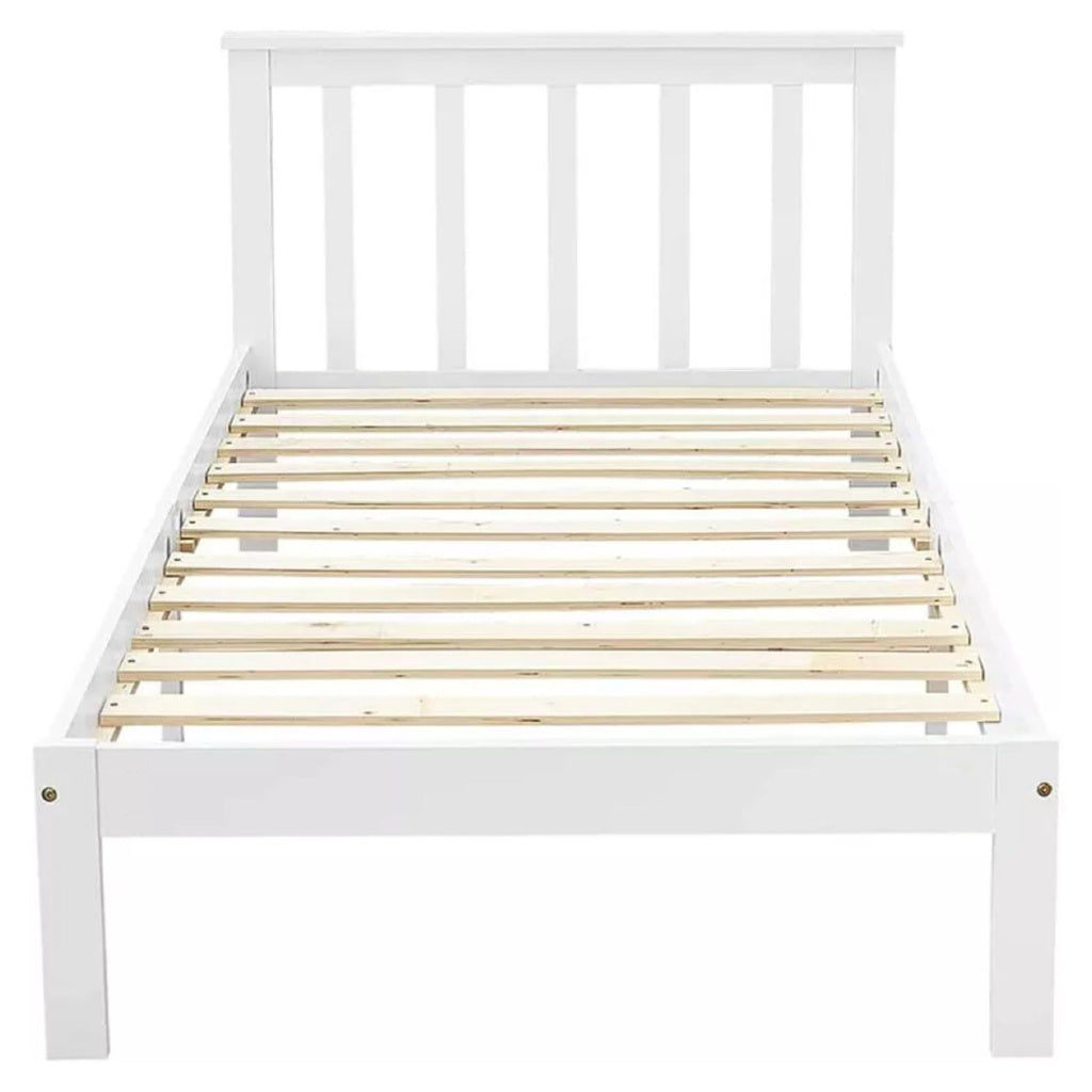 EKKIO Single Wooden Bed Frame (White) - Cosy Abode