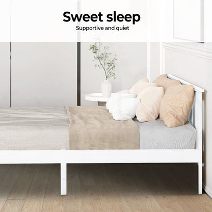 EKKIO Single Wooden Bed Frame (White) - Cosy Abode