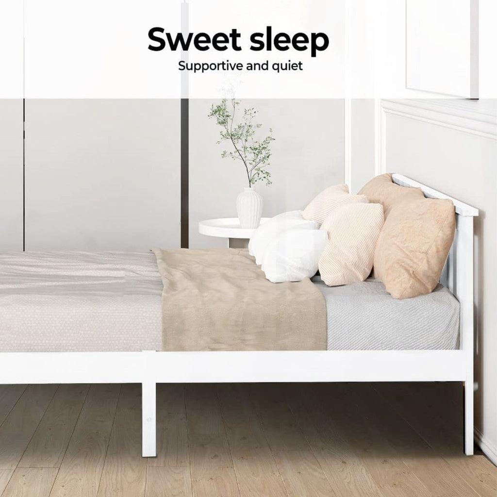 EKKIO Single Wooden Bed Frame (White) - Cosy Abode