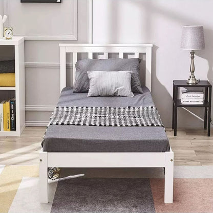 EKKIO Single Wooden Bed Frame (White) - Cosy Abode