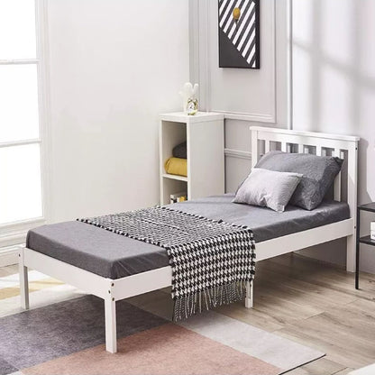EKKIO Single Wooden Bed Frame (White) - Cosy Abode