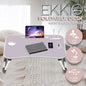 Ekkio Portable Laptop Bed Desk Foldable Legs with USB Charge Port Home Office Light Pink - Cosy Abode
