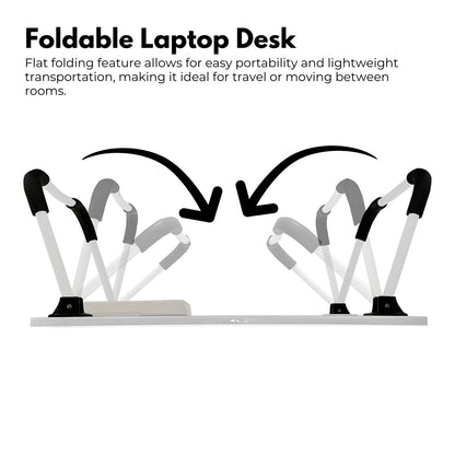 Ekkio Portable Laptop Bed Desk Foldable Legs with USB Charge Port Home Office Light Pink - Cosy Abode