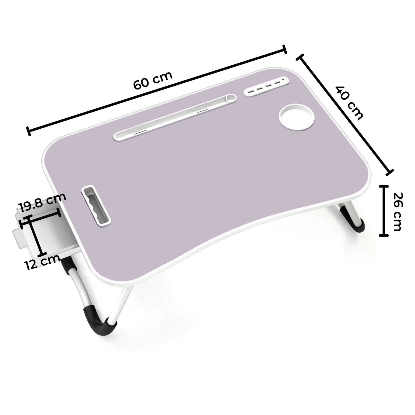 Ekkio Portable Laptop Bed Desk Foldable Legs with USB Charge Port Home Office Light Pink - Cosy Abode