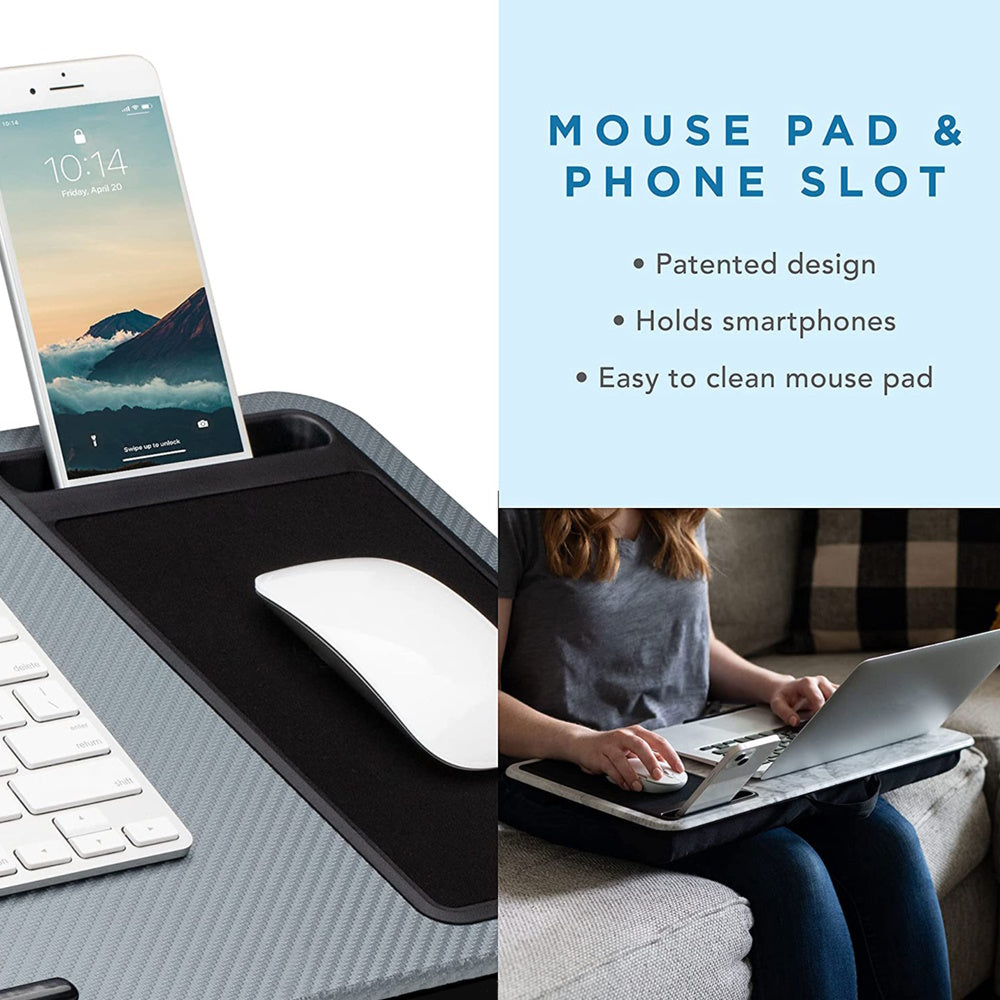 EKKIO Multifunctional Portable Bed Tray Laptop Desk with Cushion (Silver Grey) - Cosy Abode