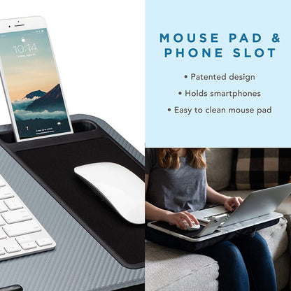 EKKIO Multifunctional Portable Bed Tray Laptop Desk with Cushion (Silver Grey) - Cosy Abode
