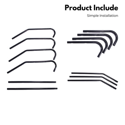 EKKIO 12 Hook Metal Coat Rack Stand with 3-Tier Hat Hanger (Black) - Cosy Abode