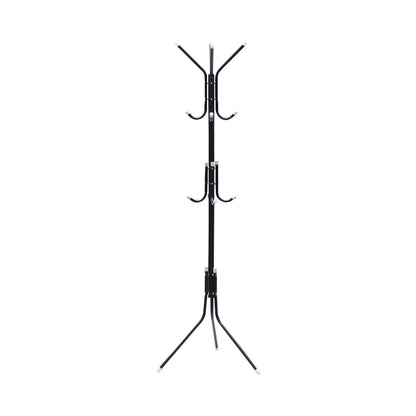 EKKIO 12 Hook Metal Coat Rack Stand with 3-Tier Hat Hanger (Black) - Cosy Abode