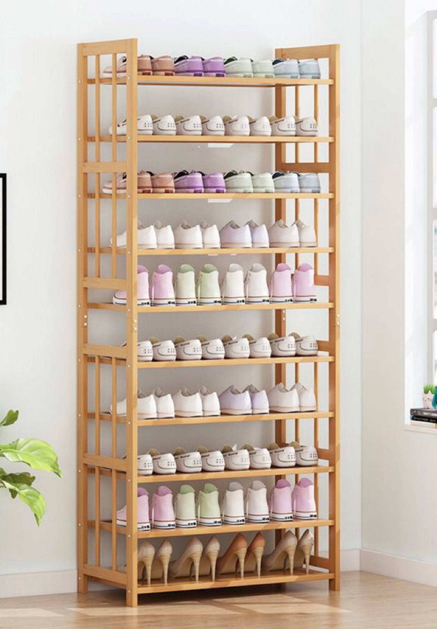 Ekkio 10-Tiers Bamboo Shoe Rack - Cosy Abode