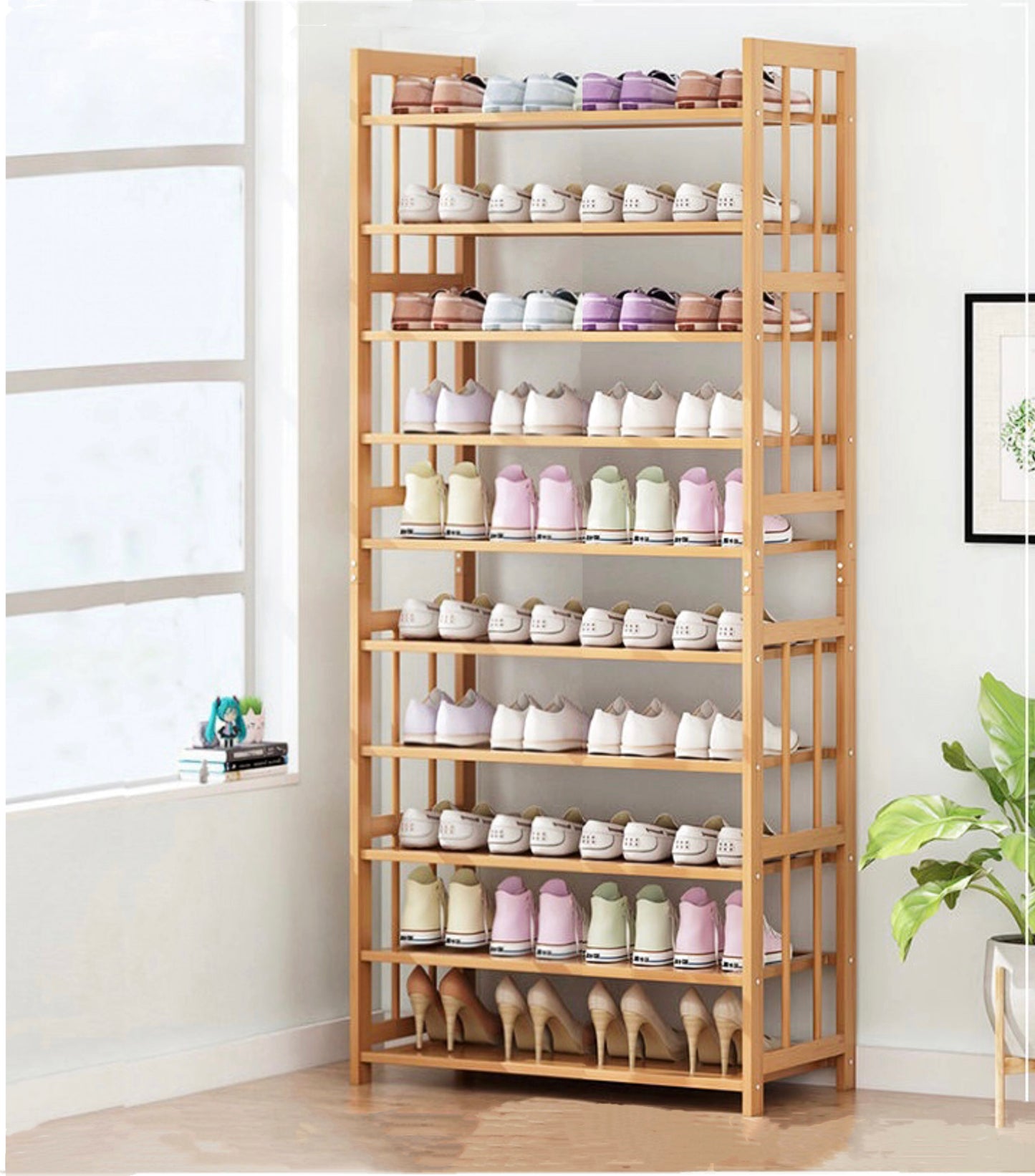 Ekkio 10-Tiers Bamboo Shoe Rack - Cosy Abode
