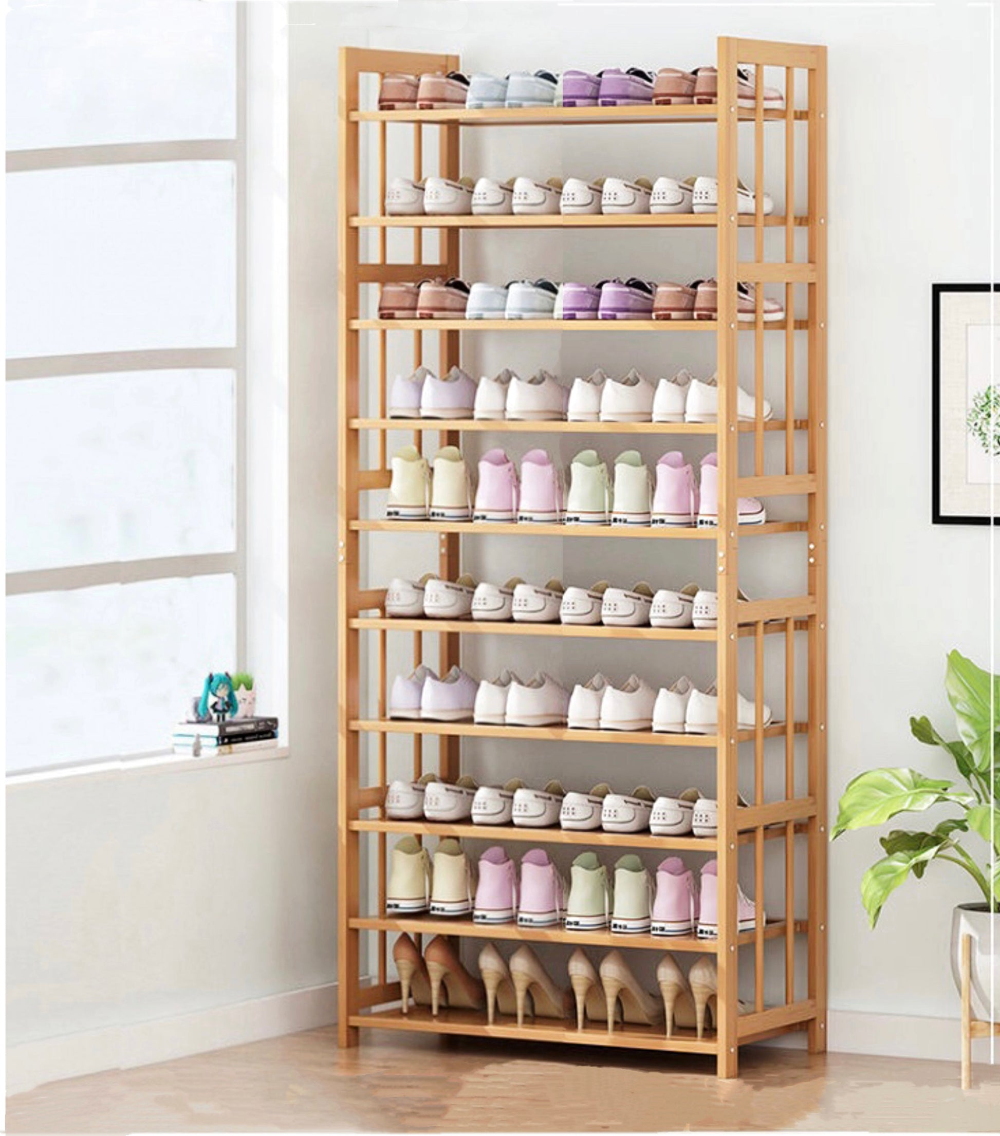 Ekkio 10-Tiers Bamboo Shoe Rack - Cosy Abode
