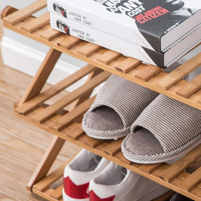 Ekkio Eco-Friendly & Non-Toxic Sturdy 6 Tier Foldable Bamboo Shoe Rack Brown - Cosy Abode