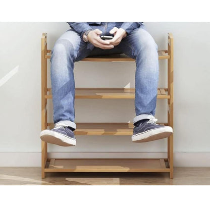 EKKIO 4 Tier Bamboo Shoe Rack Storage Organizer Stand Shelves - Cosy Abode