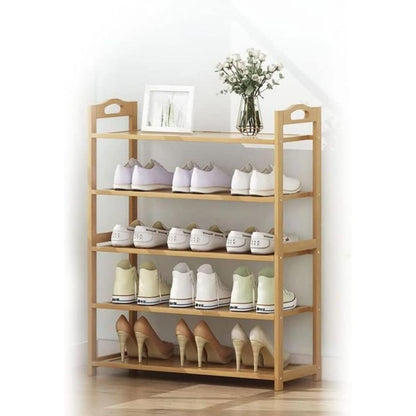 EKKIO 5 Tier Bamboo Shoe Rack Storage Organizer Stand Shelves - Cosy Abode