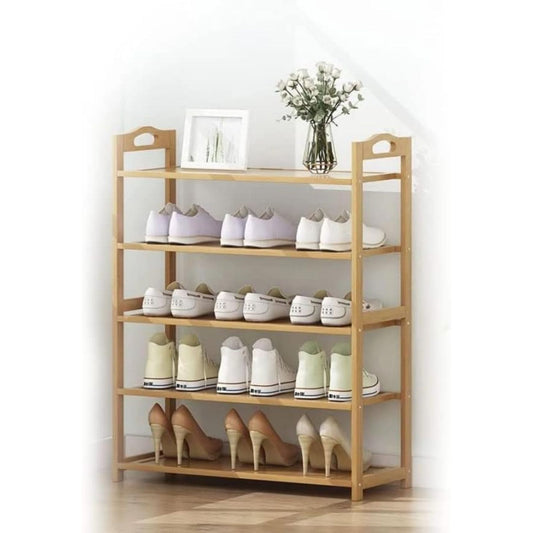 EKKIO 5 Tier Bamboo Shoe Rack Storage Organizer Stand Shelves - Cosy Abode