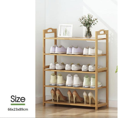 EKKIO 5 Tier Bamboo Shoe Rack Storage Organizer Stand Shelves - Cosy Abode