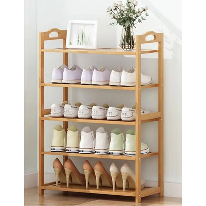 EKKIO 5 Tier Bamboo Shoe Rack Storage Organizer Stand Shelves - Cosy Abode