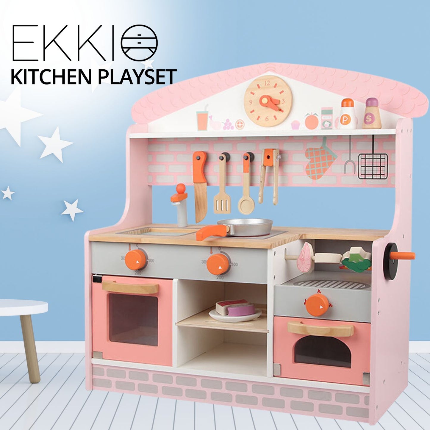 EKKIO Wooden Kitchen Playset for Kids (BBQ Kitchen Set) - Cosy Abode