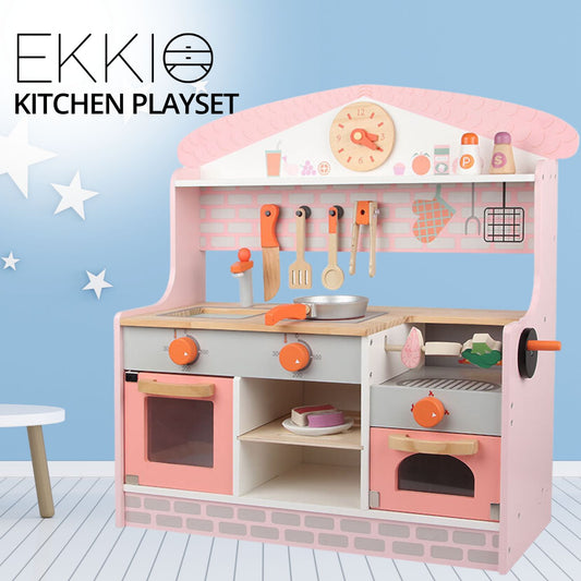 EKKIO Wooden Kitchen Playset for Kids (BBQ Kitchen Set) - Cosy Abode