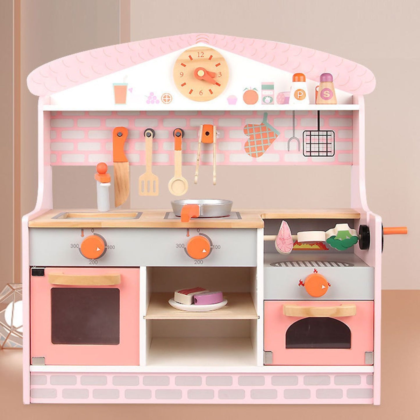 EKKIO Wooden Kitchen Playset for Kids (BBQ Kitchen Set) - Cosy Abode