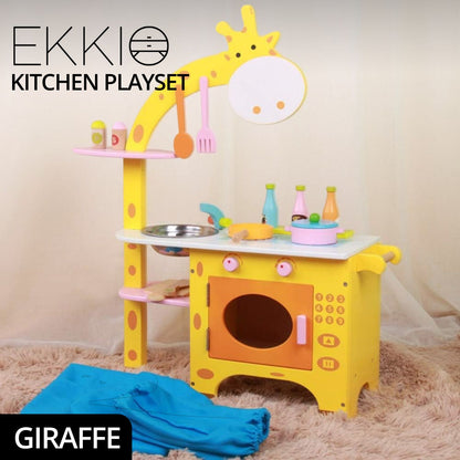 EKKIO Wooden Kitchen Playset for Kids (Giraffe Shape Kitchen Set) - Cosy Abode