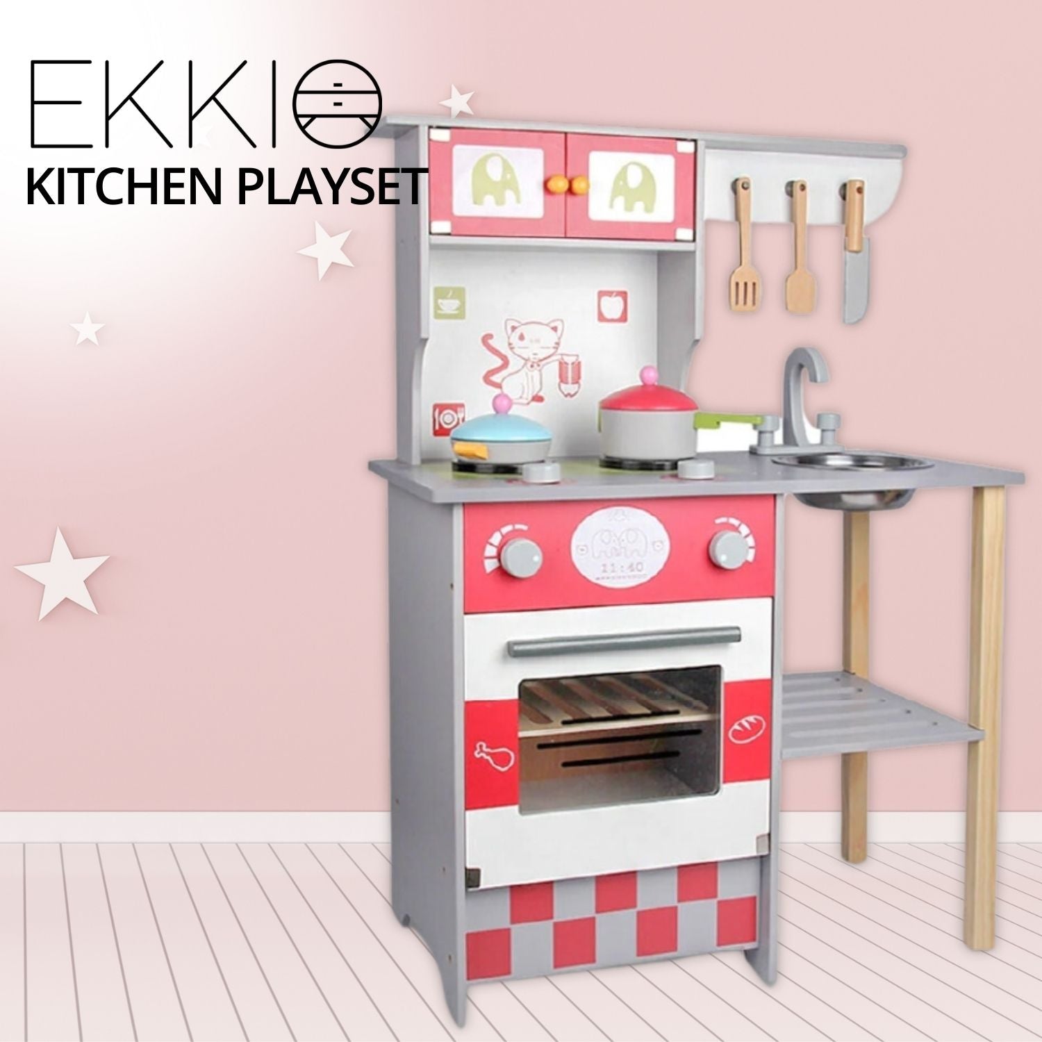 EKKIO Wooden Kitchen Playset for Kids (European Style Kitchen Set) - Cosy Abode