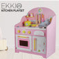 EKKIO Wooden Kitchen Playset for Kids with Clock (Japanese Style Kitchen Set, Pink) - Cosy Abode