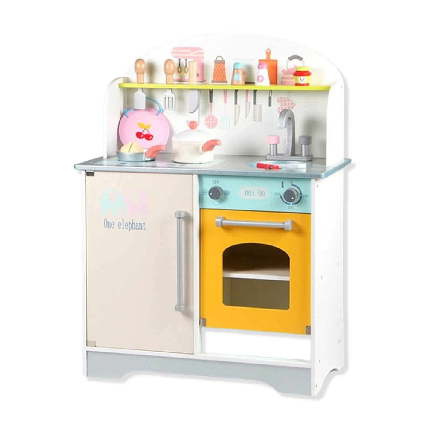 EKKIO Wooden Kitchen Playset for Kids (Japanese Style Kitchen Set, Silver) - Cosy Abode