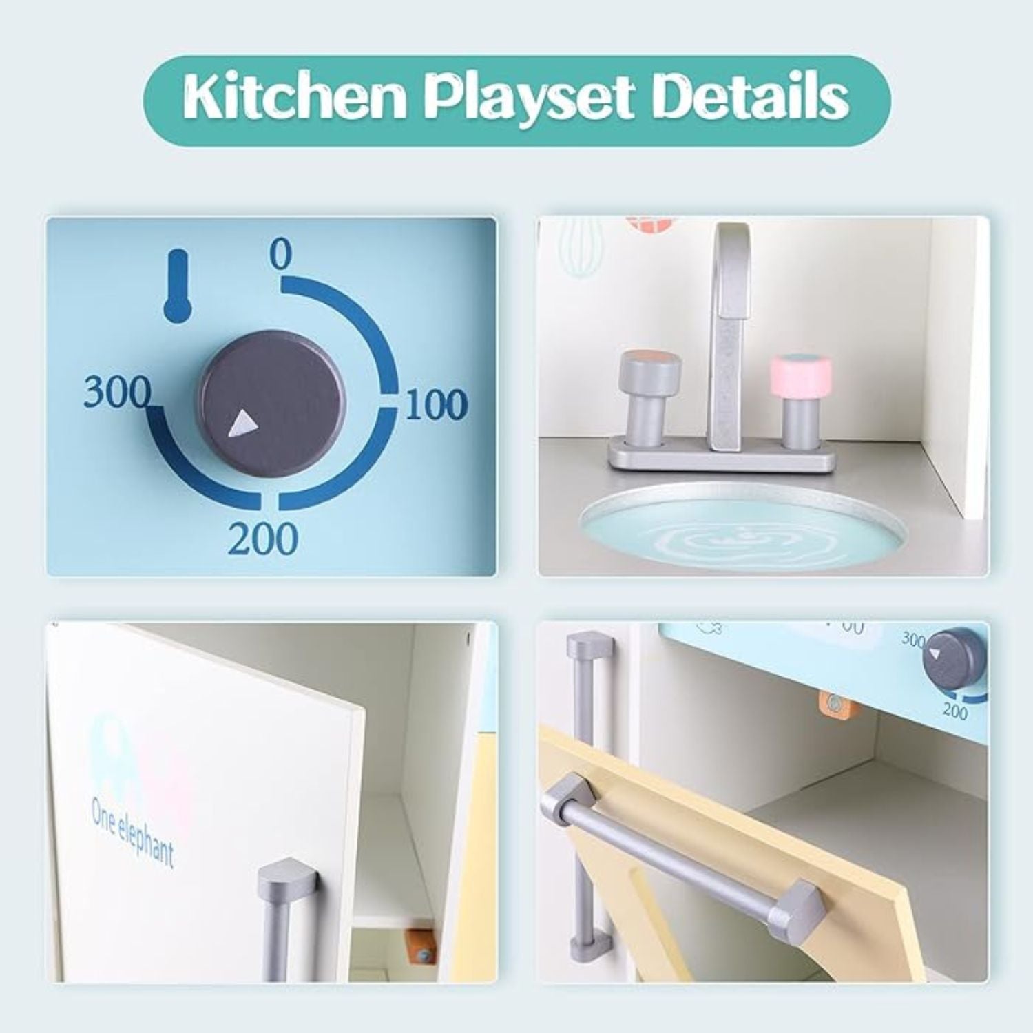 EKKIO Wooden Kitchen Playset for Kids (Japanese Style Kitchen Set, Silver) - Cosy Abode