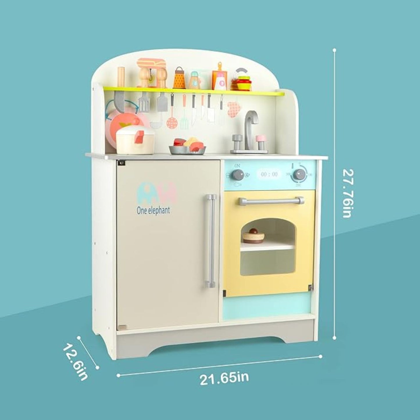 EKKIO Wooden Kitchen Playset for Kids (Japanese Style Kitchen Set, Silver) - Cosy Abode