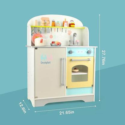 EKKIO Wooden Kitchen Playset for Kids (Japanese Style Kitchen Set, Silver) - Cosy Abode