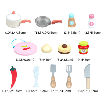 EKKIO Wooden Kitchen Playset for Kids (Japanese Style Kitchen Set, Silver) - Cosy Abode