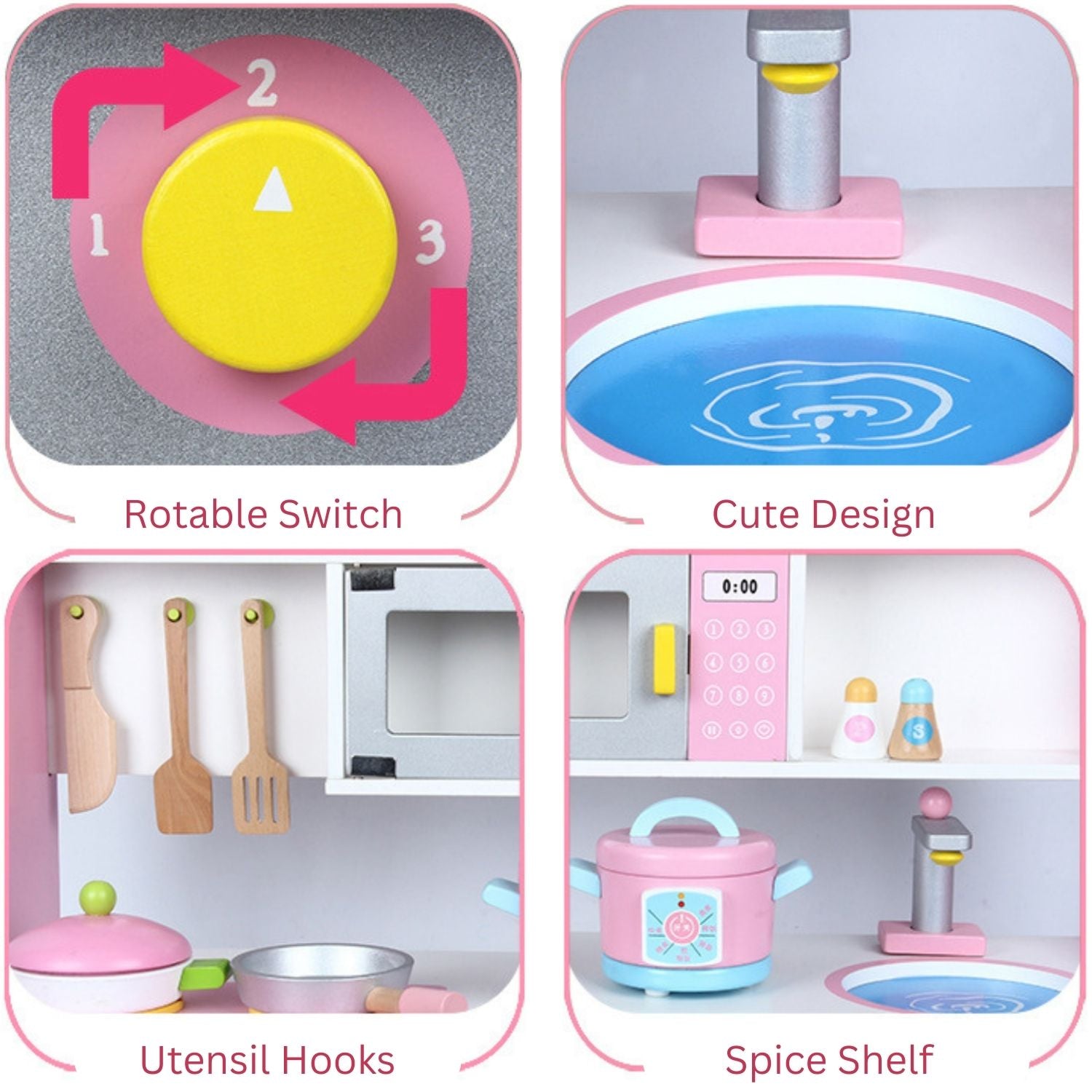EKKIO Wooden Kitchen Playset for Kids (Japanese Style Kitchen Set, Violet) - Cosy Abode