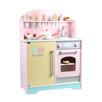EKKIO Wooden Kitchen Playset for Kids (Japanese Style Kitchen Set, Pink) - Cosy Abode