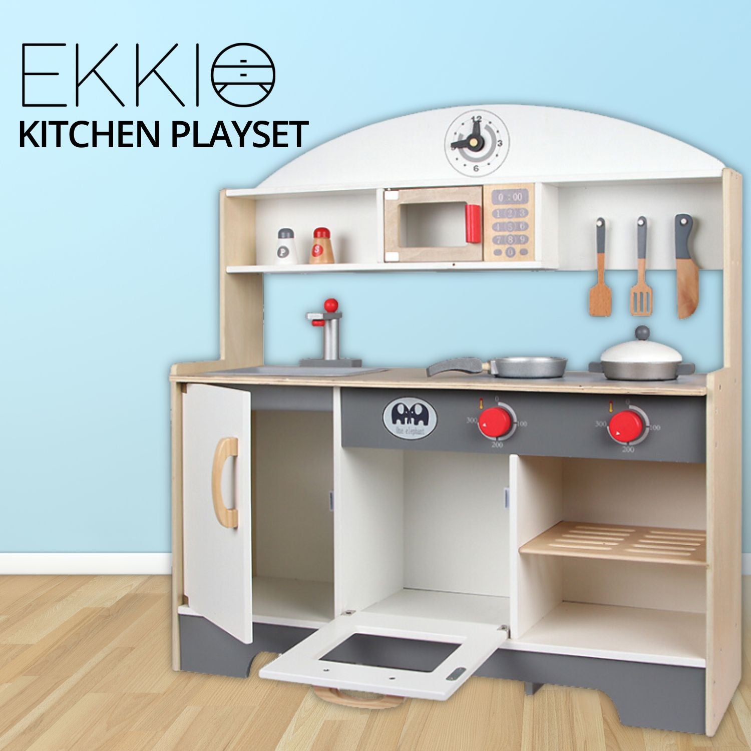 EKKIO Wooden Kitchen Playset for Kids (Minimalist) - Cosy Abode