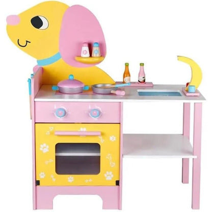 EKKIO Wooden Kitchen Playset for Kids (Puppy Shape Kitchen Set) - Cosy Abode